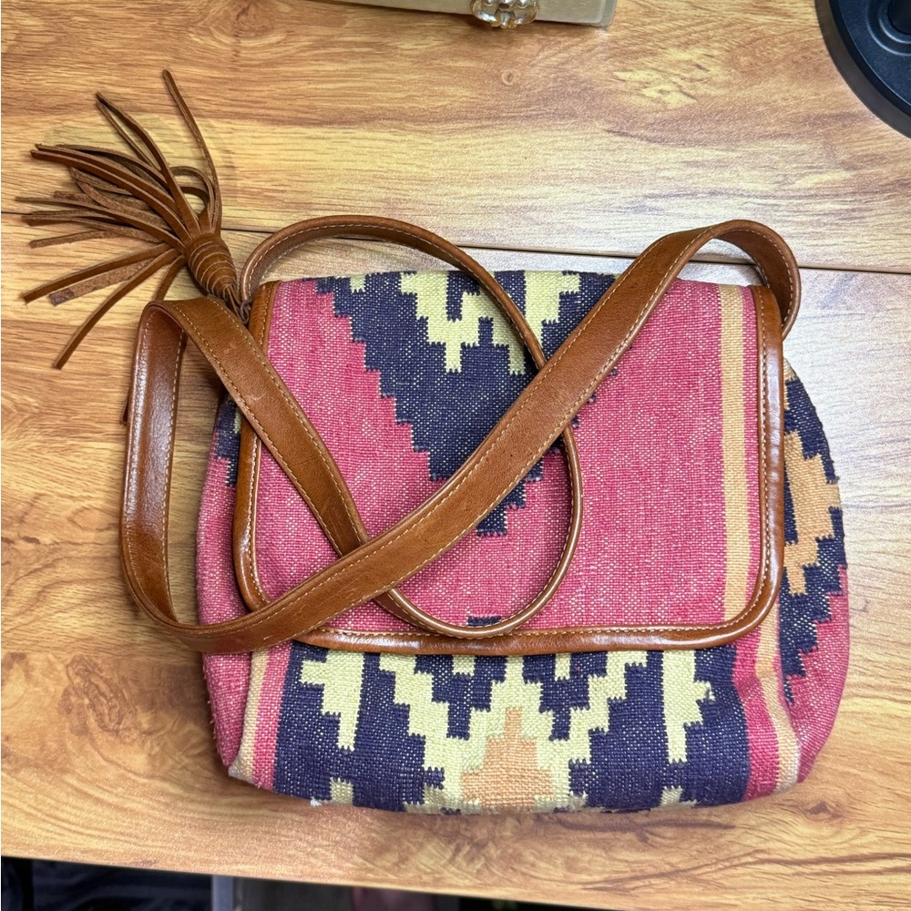 Aztec Pattern Tapestry Crossbody Bag - image 2